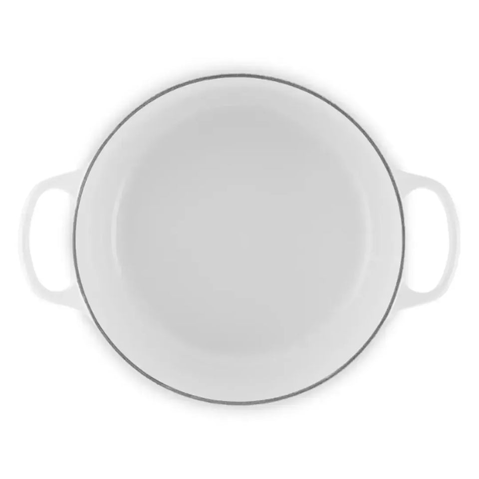 PRÉ-VENDA: Panela Le Creuset Redonda Signature Branca com Pegador Dourado 1,3L 16cm