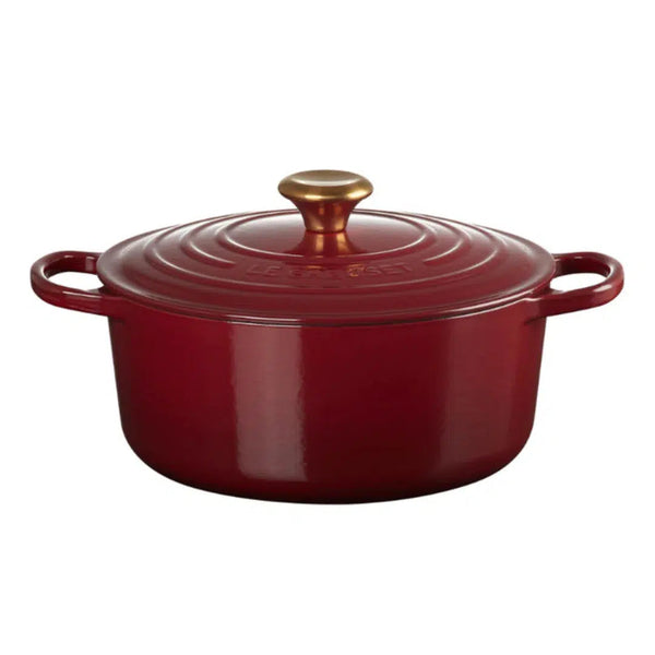 PRÉ-VENDA: Panela Le Creuset Redonda Signature Rhone com Pegador Dourado 1,3L 16cm