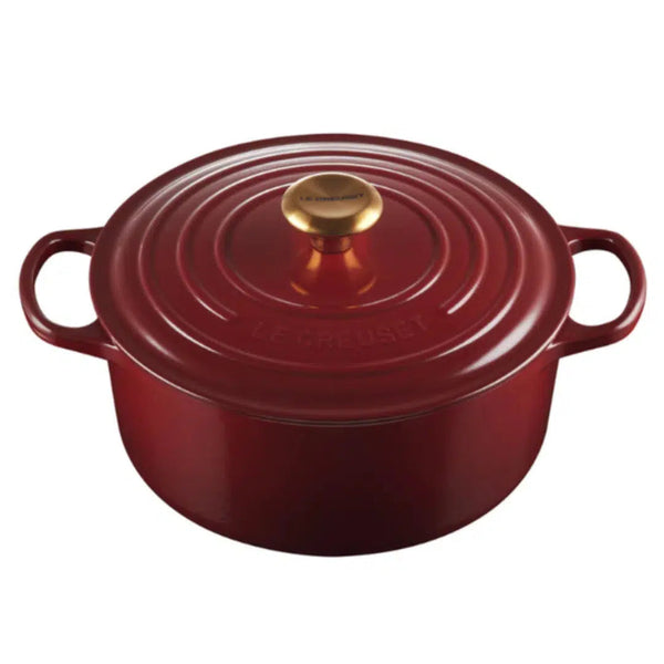 PRÉ-VENDA: Panela Le Creuset Redonda Signature Rhone com Pegador Dourado 1,3L 16cm