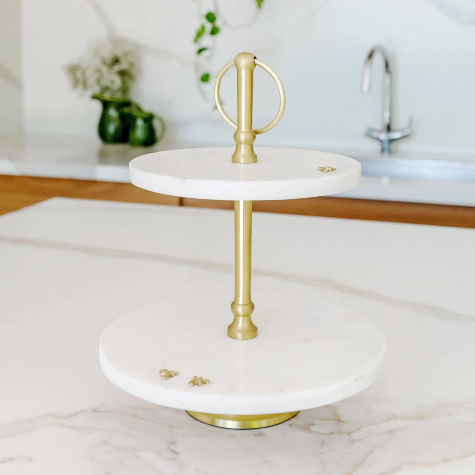 PRÉ-VENDA: Porta Doces 2 Andares Mármore Laguiole Bee