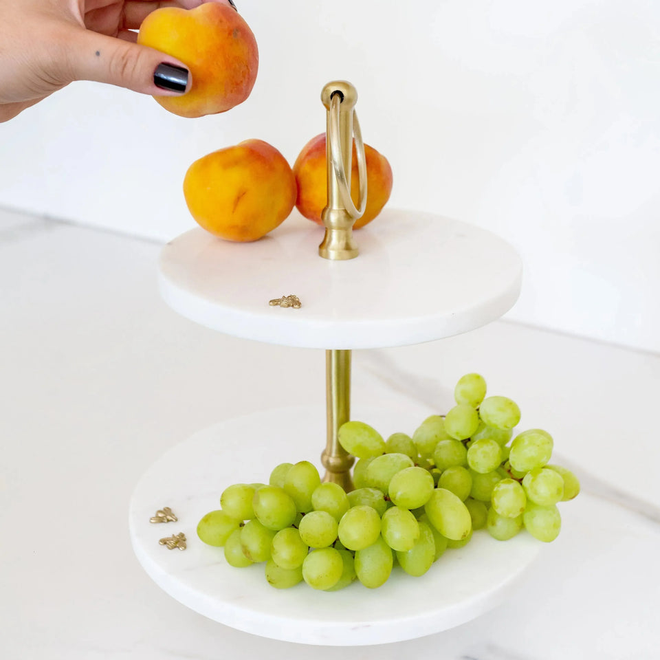 PRÉ-VENDA: Porta Doces 2 Andares Mármore Laguiole Bee