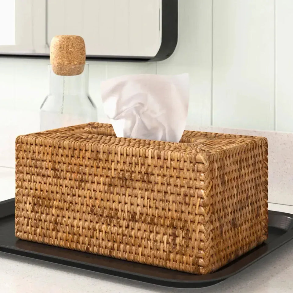 PRÉ-VENDA: Porta Lenço em Rattan Bahali 25x14x10cm