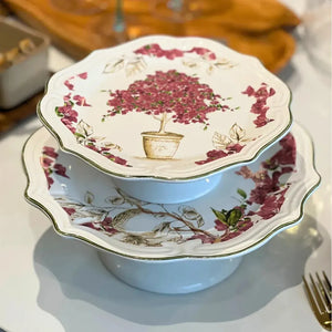 PRÉ-VENDA: Porta Petit Four com Pé Cerâmica Imperial Scalla