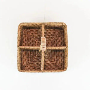 PRÉ-VENDA: Porta Temperos Quadrado em Rattan com Alça Bahali Médio