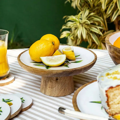 PRÉ-VENDA: Prato Bolo Médio Madeira Toscana Bahali 23cm