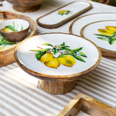 PRÉ-VENDA: Prato Bolo Médio Madeira Toscana Bahali 23cm