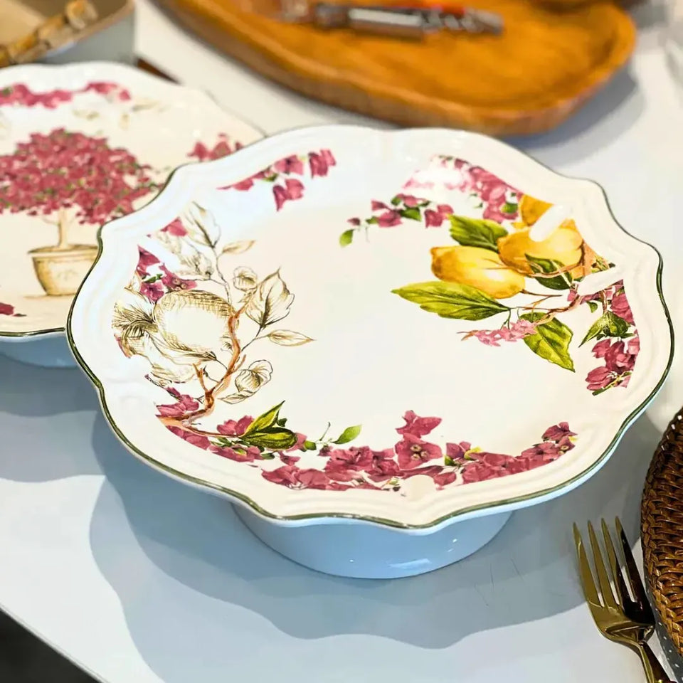 PRÉ-VENDA: Prato para Bolo com Pé Cerâmica Imperial Scalla