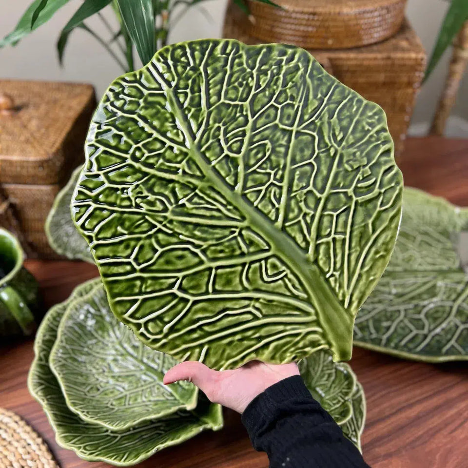 PRÉ-VENDA: Tábua de Queijo Redonda Cerâmica Couve Verde Cobre 35cm Scalla