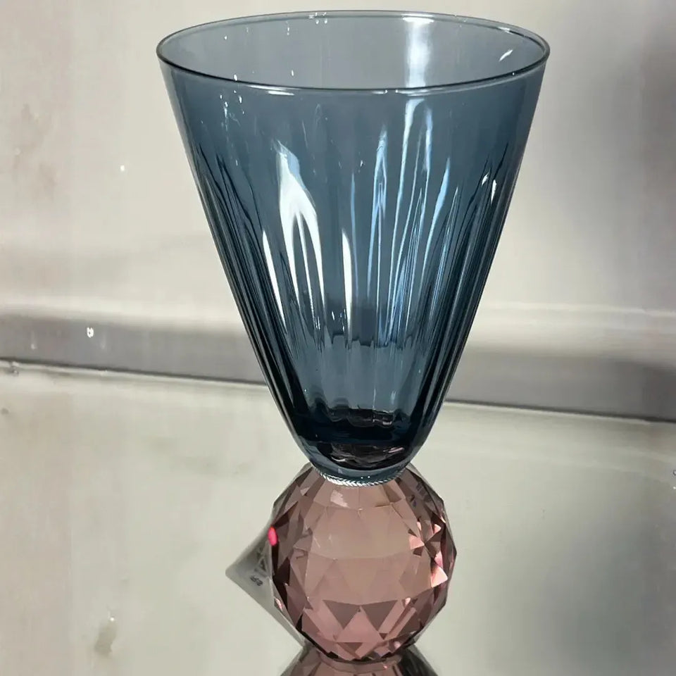 PRÉ-VENDA: Taça para Água Vidro base Geométrica Azul / Lilás Linha Sintonia 400ml