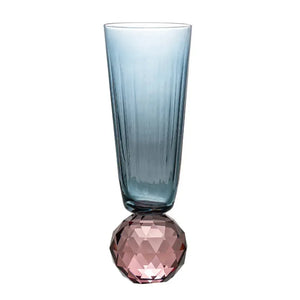 PRÉ-VENDA: Taça para Champanhe Vidro base Geométrica Azul / Lilás Linha Sintonia 300ml