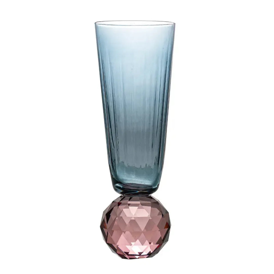 PRÉ-VENDA: Taça para Champanhe Vidro base Geométrica Azul / Lilás Linha Sintonia 300ml