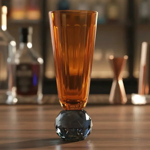 PRÉ-VENDA: Taça para Champanhe Vidro base Geométrica Laranja / Azul Linha Sintonia 300ml