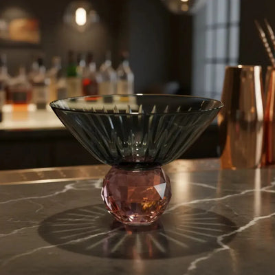 PRÉ-VENDA: Taça para Martini Vidro base Geométrica Azul / Lilás Linha Sintonia 300ml