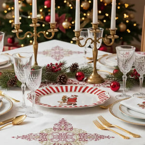 PRÉ-VENDA: Travessa Pequena Cerâmica Vermelha Filete Dourado Christmas Charm 35,5x3,5 Scalla