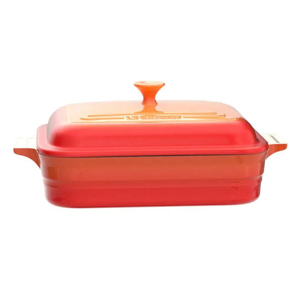 PRÉ-VENDA: Travessa Retangular Cerâmica Com Tampa Laranja 32cm Le Creuset