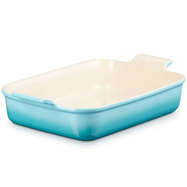 PRÉ-VENDA: Travessa Retangular Cerâmica Heritage Azul Caribe 32cm Le Creuset