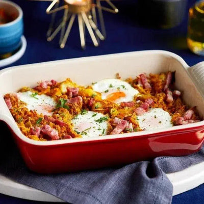 PRÉ-VENDA: Travessa Retangular Cerâmica Heritage Vermelha 26cm Le Creuset