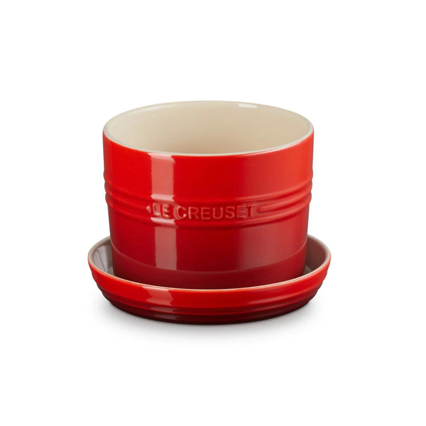 PRÉ-VENDA: Vaso para Ervas com Bandeja Cerâmica Vermelho 14cm Le Creuset