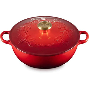 Panela Le Creuset Marmita Tradicional Holly Vermelha com Pegador Dourado 26cm