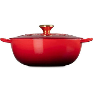 Panela Le Creuset Marmita Tradicional Holly Vermelha com Pegador Dourado 26cm