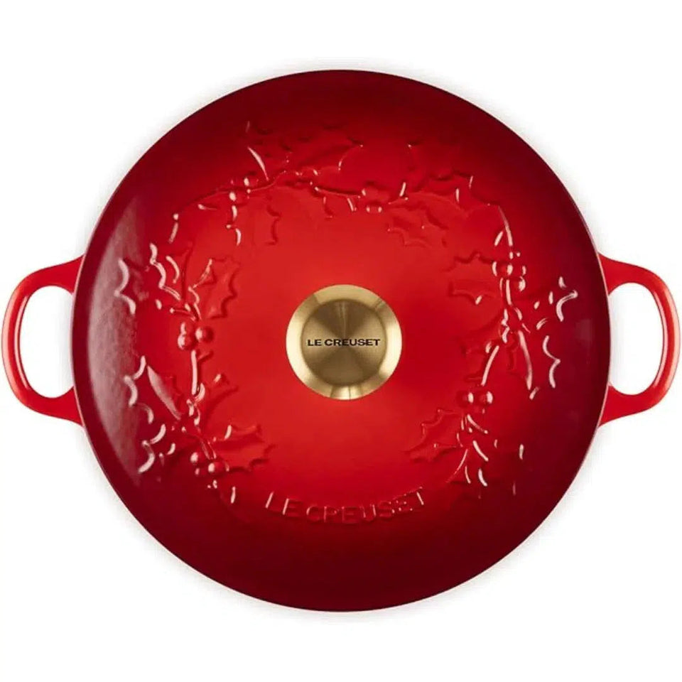 Panela Le Creuset Marmita Tradicional Holly Vermelha com Pegador Dourado 26cm