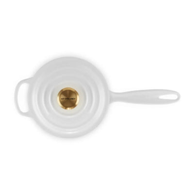 Panela Le Creuset Molheira Signature Branca com Pegador Dourado 1,5L 16cm