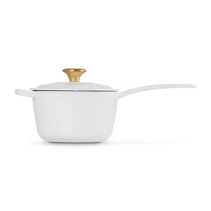 Panela Le Creuset Molheira Signature Branca com Pegador Dourado 1,5L 16cm