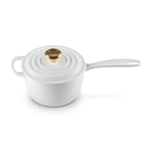 Panela Le Creuset Molheira Signature Branca com Pegador Dourado 1,5L 16cm