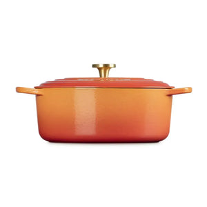 Panela Le Creuset Oval Signature Flamme Dorée com Pegador Dourado 13,9L 40cm
