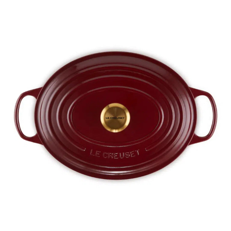 Panela Le Creuset Oval Signature Rhone com Pegador Dourado 6,3L 31cm