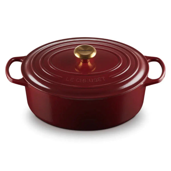 Panela Le Creuset Oval Signature Rhone com Pegador Dourado 6,3L 31cm