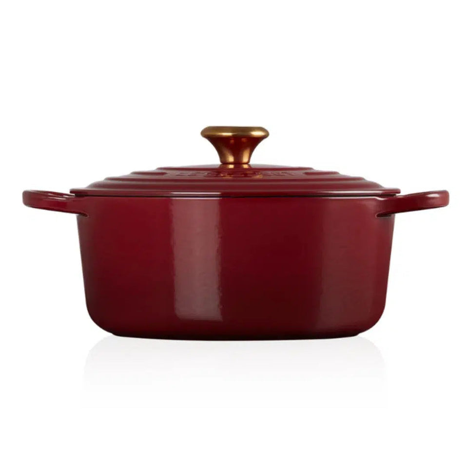 Panela Le Creuset Redonda Signature Rhone com Pegador Dourado 1,3L 16cm