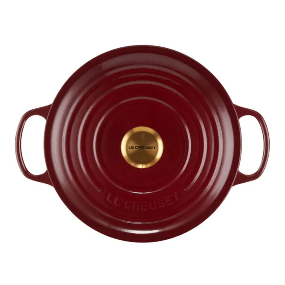 Panela Le Creuset Redonda Signature Rhone com Pegador Dourado 1,3L 16cm