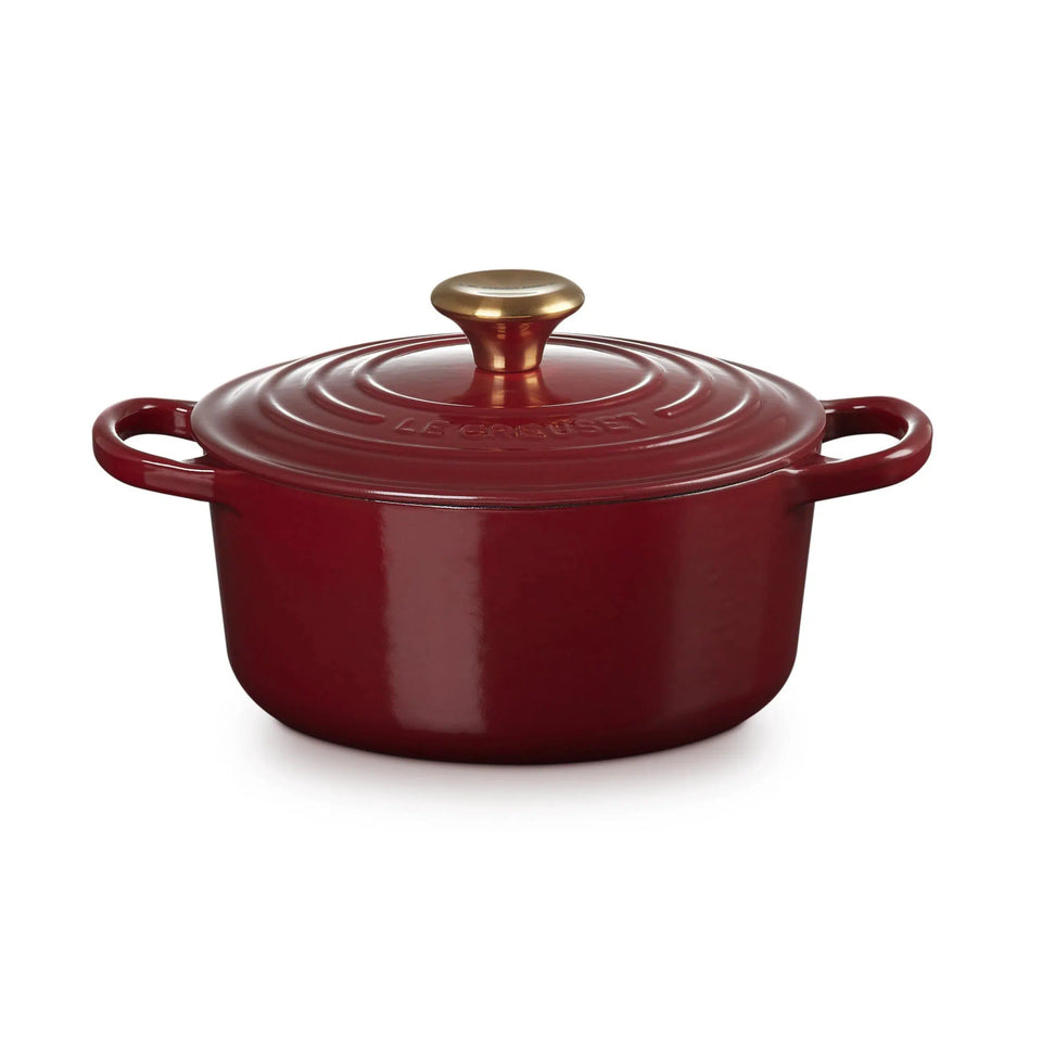 Panela Le Creuset Redonda Signature Rhone com Pegador Dourado 1,8L 18cm