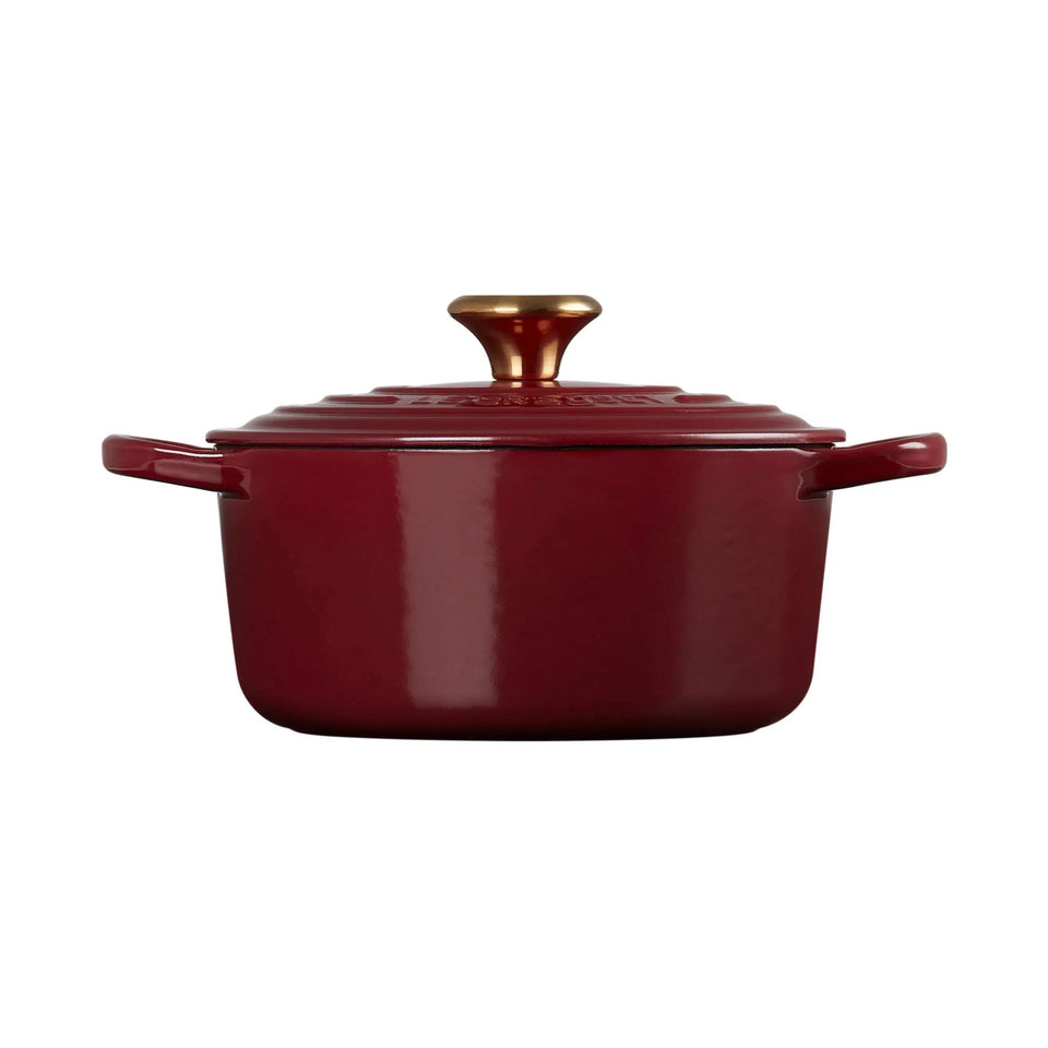 Panela Le Creuset Redonda Signature Rhone com Pegador Dourado 1,8L 18cm