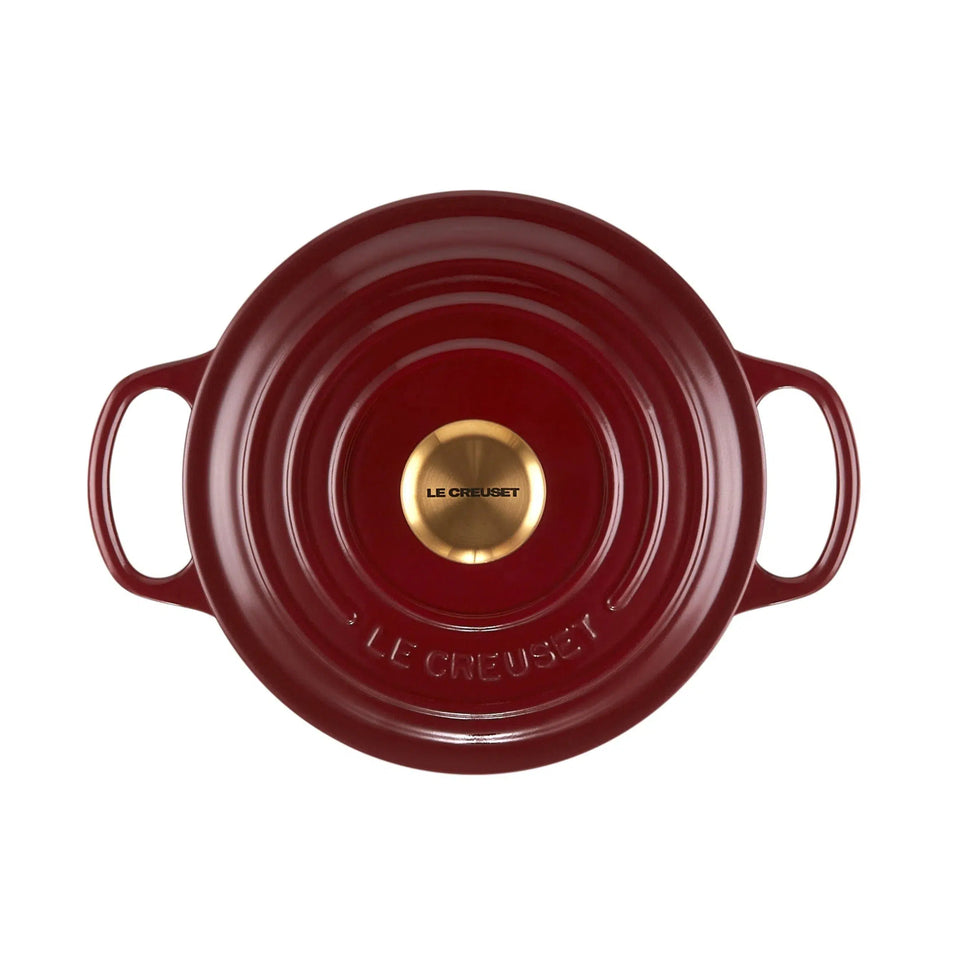 Panela Le Creuset Redonda Signature Rhone com Pegador Dourado 1,8L 18cm