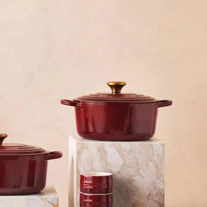 Panela Le Creuset Redonda Signature Rhone com Pegador Dourado 1,8L 18cm