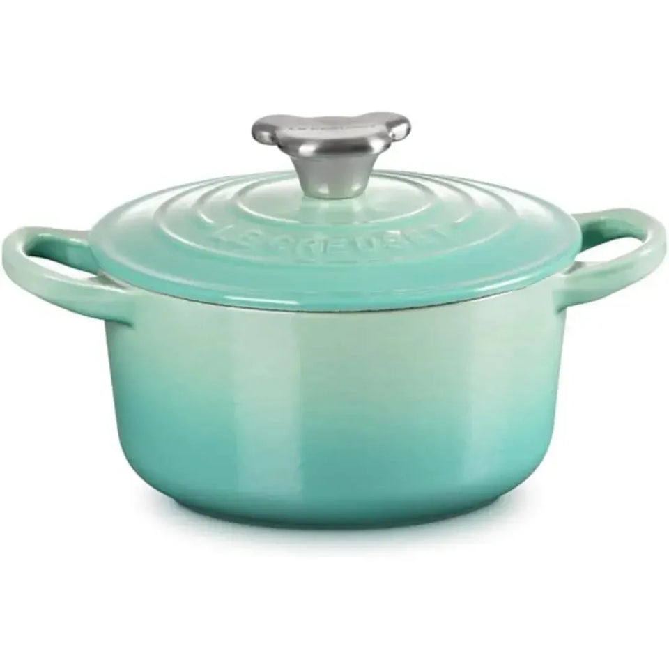 Panela Le Creuset Redonda Tradition Cool Mint com Pegador Urso 900ml 14cm