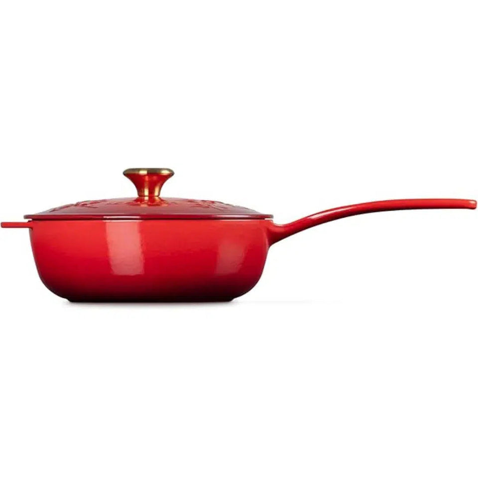 Panela Le Creuset Sautese Vermelha com Pegador Dourado 21cm 2L Holly Collection