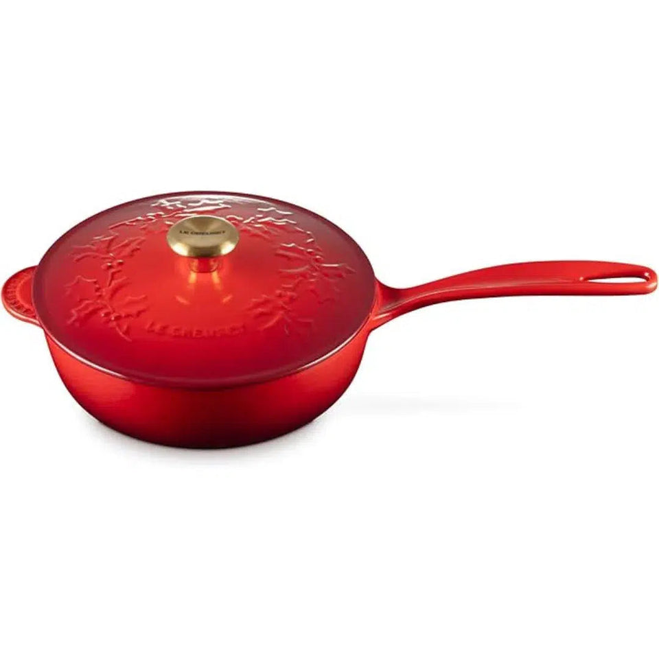 Panela Le Creuset Sautesse Vermelha com Pegador Dourado 21cm 2L Holly Collection