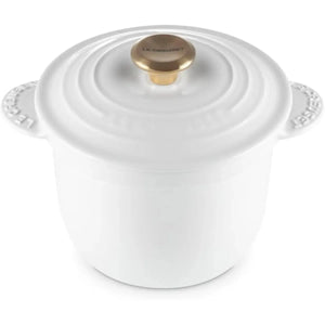 Panela Le Creuset para Arroz Sem Tampa Interna Branca com Pegador Dourado 2L 18cm