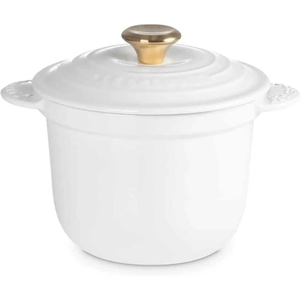 Panela Le Creuset para Arroz Sem Tampa Interna Branca com Pegador Dourado 2L 18cm