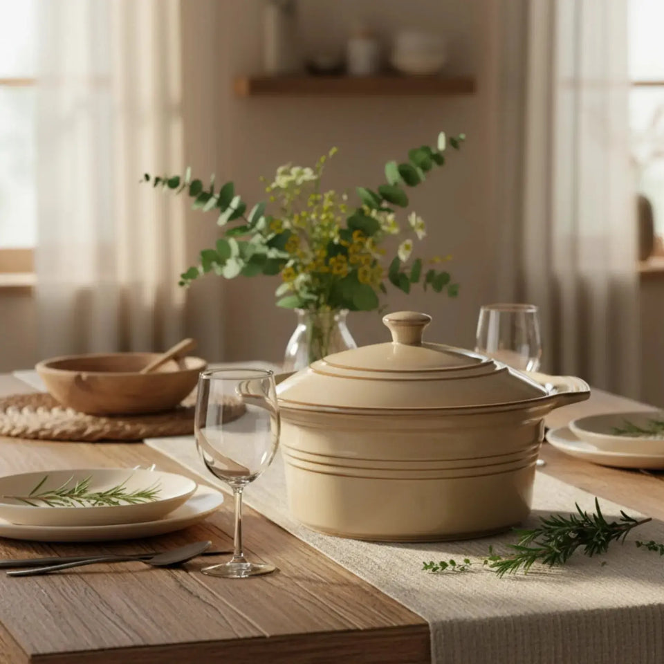 Panela Tampa Cerâmica Bege Atmosfera