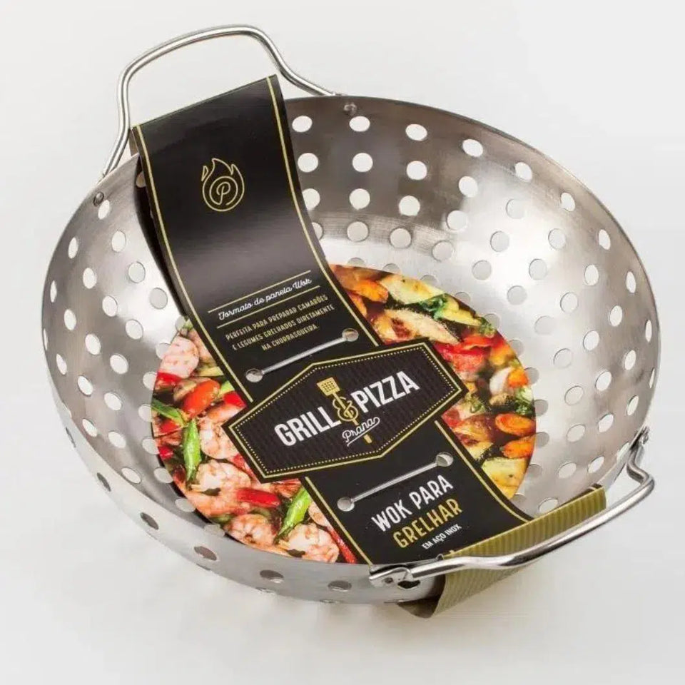 Panela Wok Grelha Inox para Churrasqueira Prana