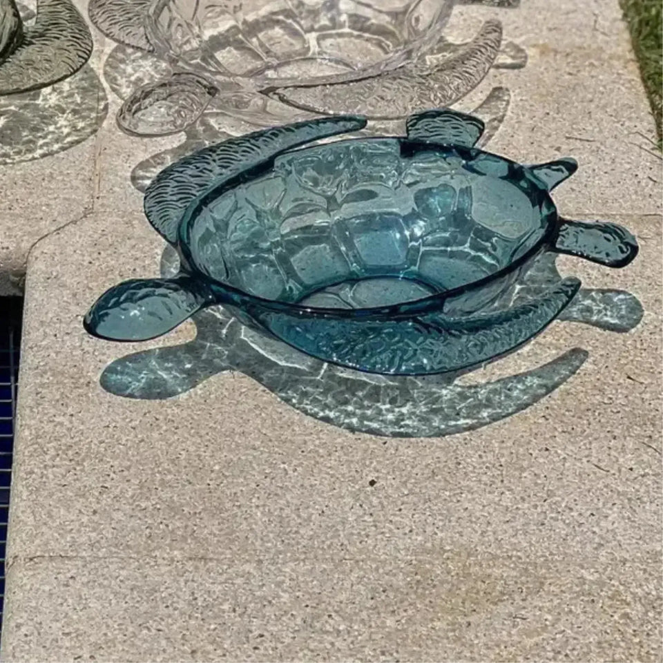 Petisqueira Acrílico Formato Tartaruga Azul 27x22x5,5cm