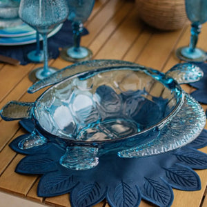 Petisqueira Acrílico Formato Tartaruga Azul 27x22x5,5cm