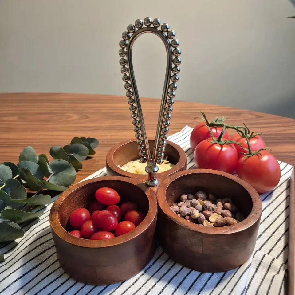 Petisqueira Madeira Bolinhas Object Bahali 23cm