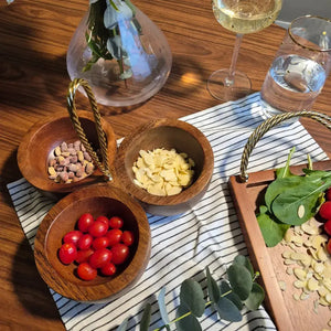 Petisqueira Madeira com Alça Corda Object Bahali 25cm