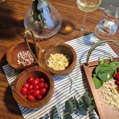 Petisqueira Madeira com Alça Corda Object Bahali 25cm