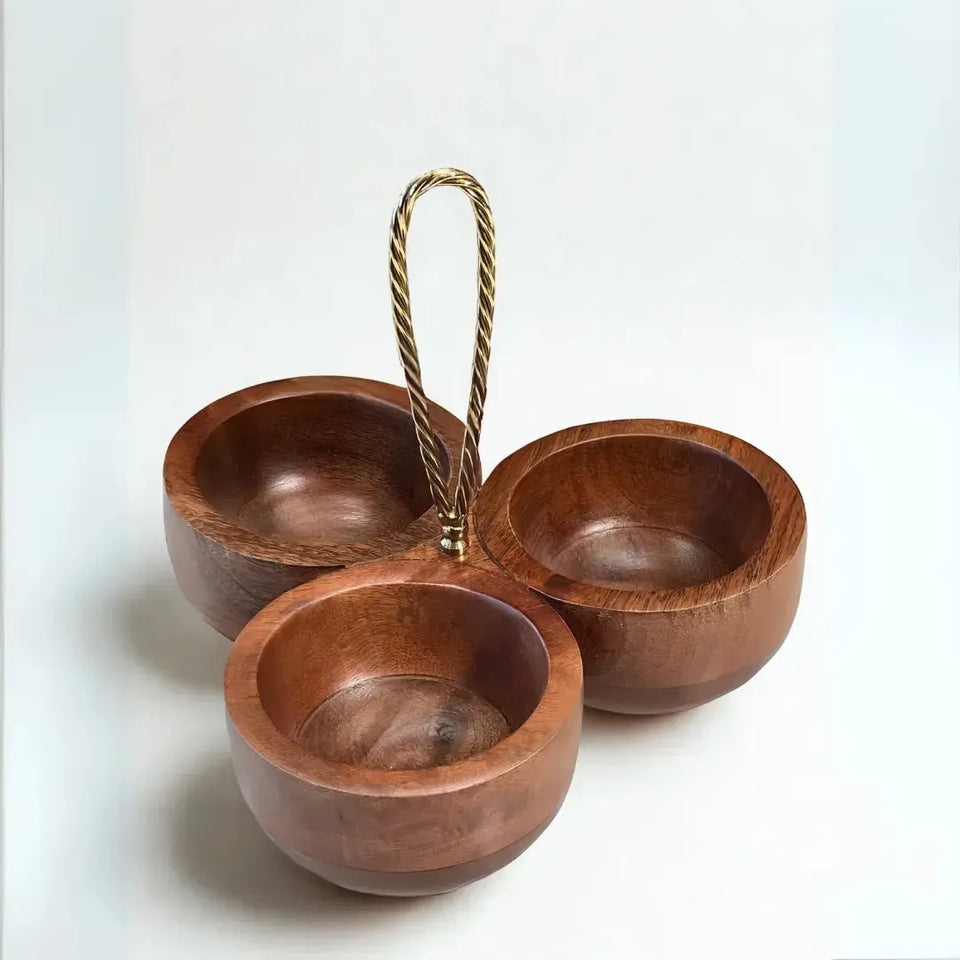 Petisqueira Madeira com Alça Corda Object Bahali 25cm